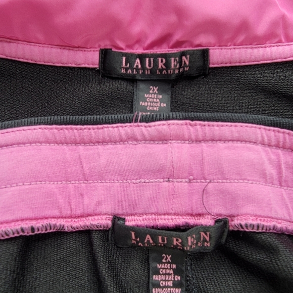 Lauren Ralph Lauren Sweatsuit Women Size 2X Black Quilted Jacket Mock Neck - Picture 8 of 11